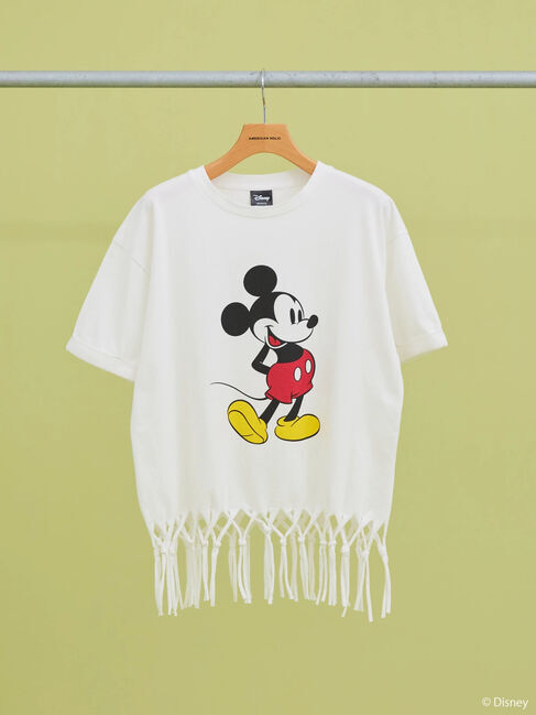  「裾フリンジ半袖カットプルオーバー/Mickey」|Tシャツ・カットソー|