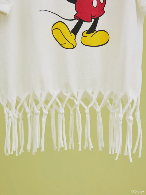  「裾フリンジ半袖カットプルオーバー/Mickey」|Tシャツ・カットソー|