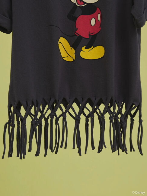  「裾フリンジ半袖カットプルオーバー/Mickey」|Tシャツ・カットソー|