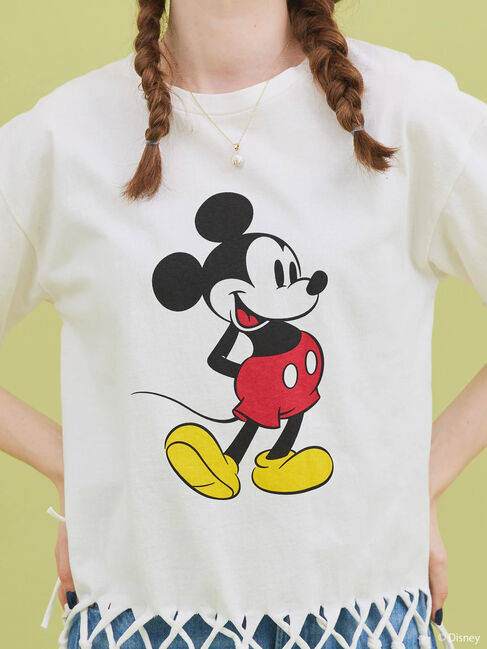  「裾フリンジ半袖カットプルオーバー/Mickey」|Tシャツ・カットソー|