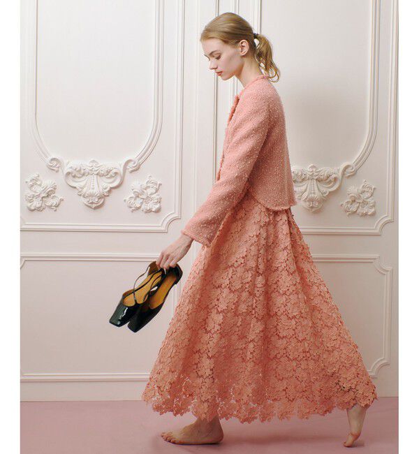 LOULOU WILLOUGHBY「【LOULOU WILLOUGHBY】ケミカルフラワーレーススカート」|フレア|