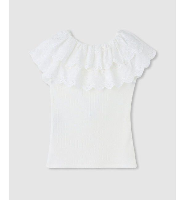 LOULOU WILLOUGHBY「【LOULOU WILLOUGHBY】レーススカラッププルオーバー」|Tシャツ・カットソー|