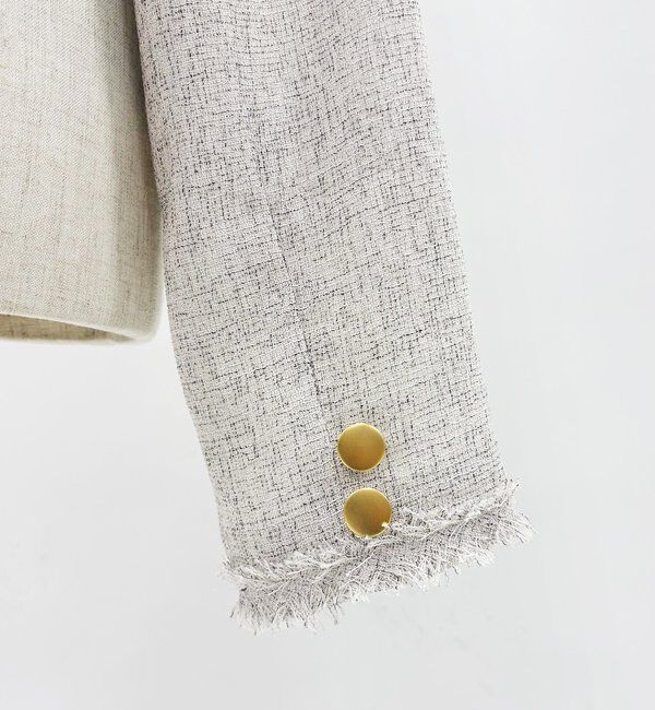  「【miyabi企画】パール釦ツイードノーカラージャケット」|テーラードジャケット|