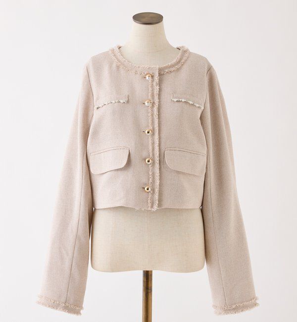  「【miyabi企画】パール釦ツイードノーカラージャケット」|テーラードジャケット|