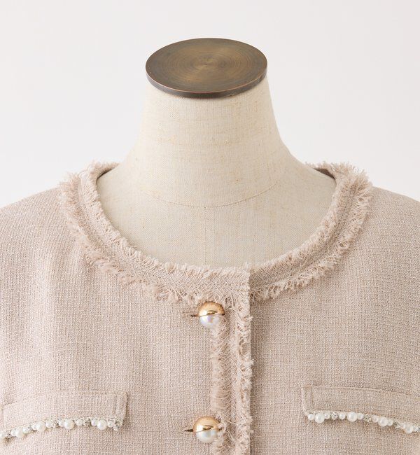  「【miyabi企画】パール釦ツイードノーカラージャケット」|テーラードジャケット|