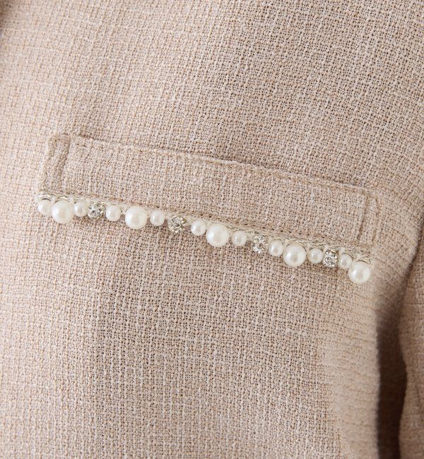  「【miyabi企画】パール釦ツイードノーカラージャケット」|テーラードジャケット|