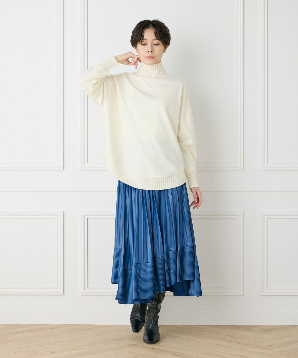 INED「《大きいサイズ》ダイヤモンド加工プリーツスカート」|スカート|