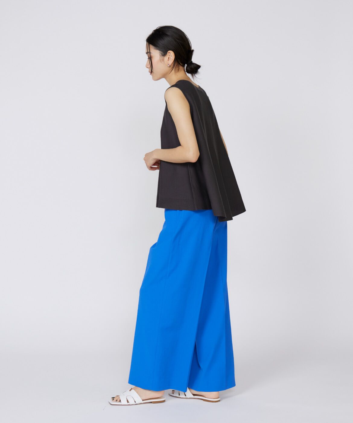 INED「《大きいサイズ》シェルタリングドライ美脚ワイドパンツ」|スラックス|