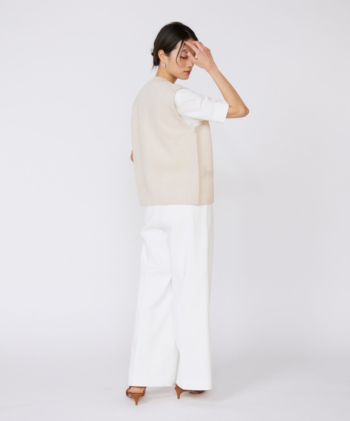 INED「《大きいサイズ》シェルタリングドライ美脚ワイドパンツ」|スラックス|