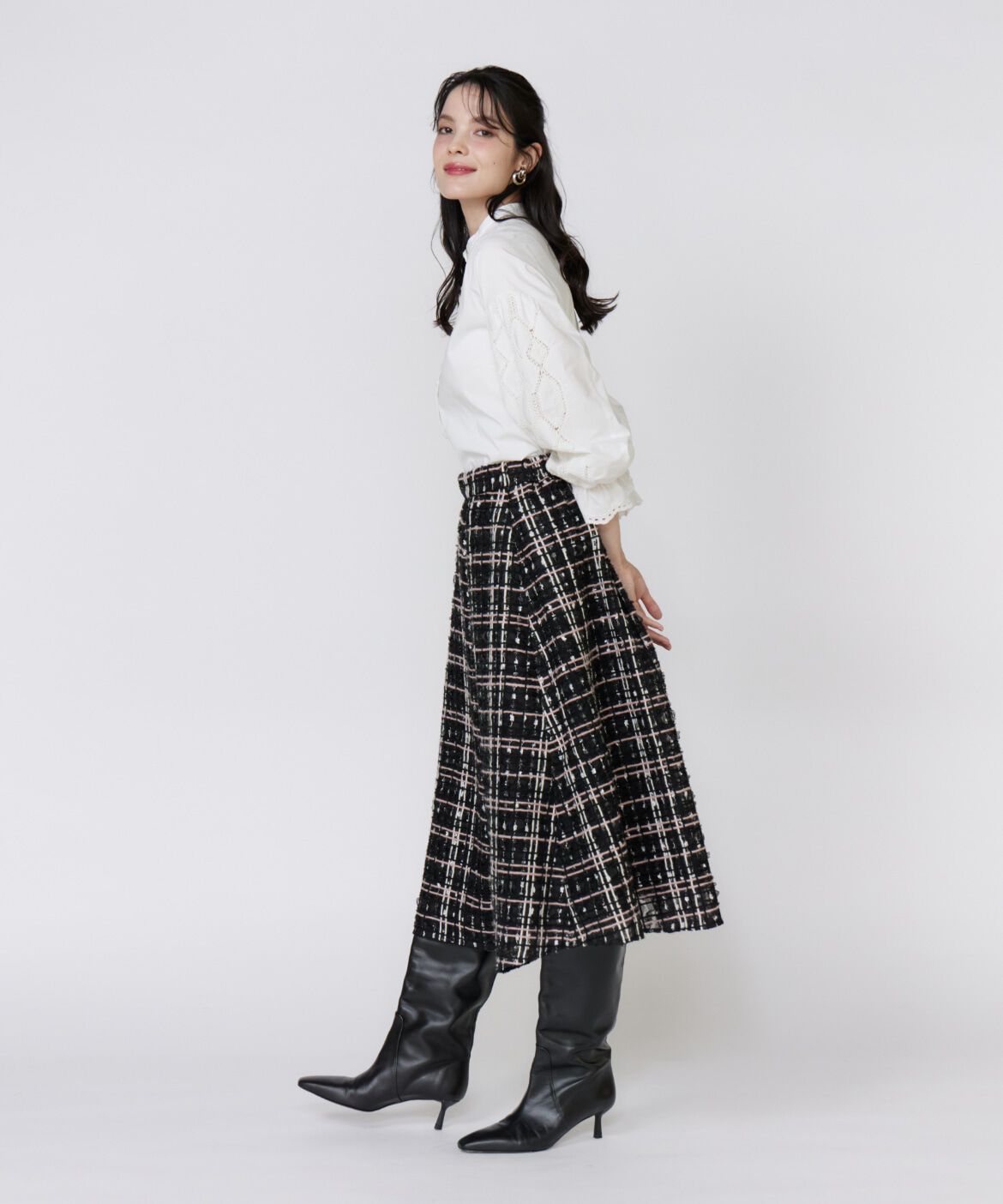 Maglie le cassetto「チュールチェックタックスカート」|フレア|
