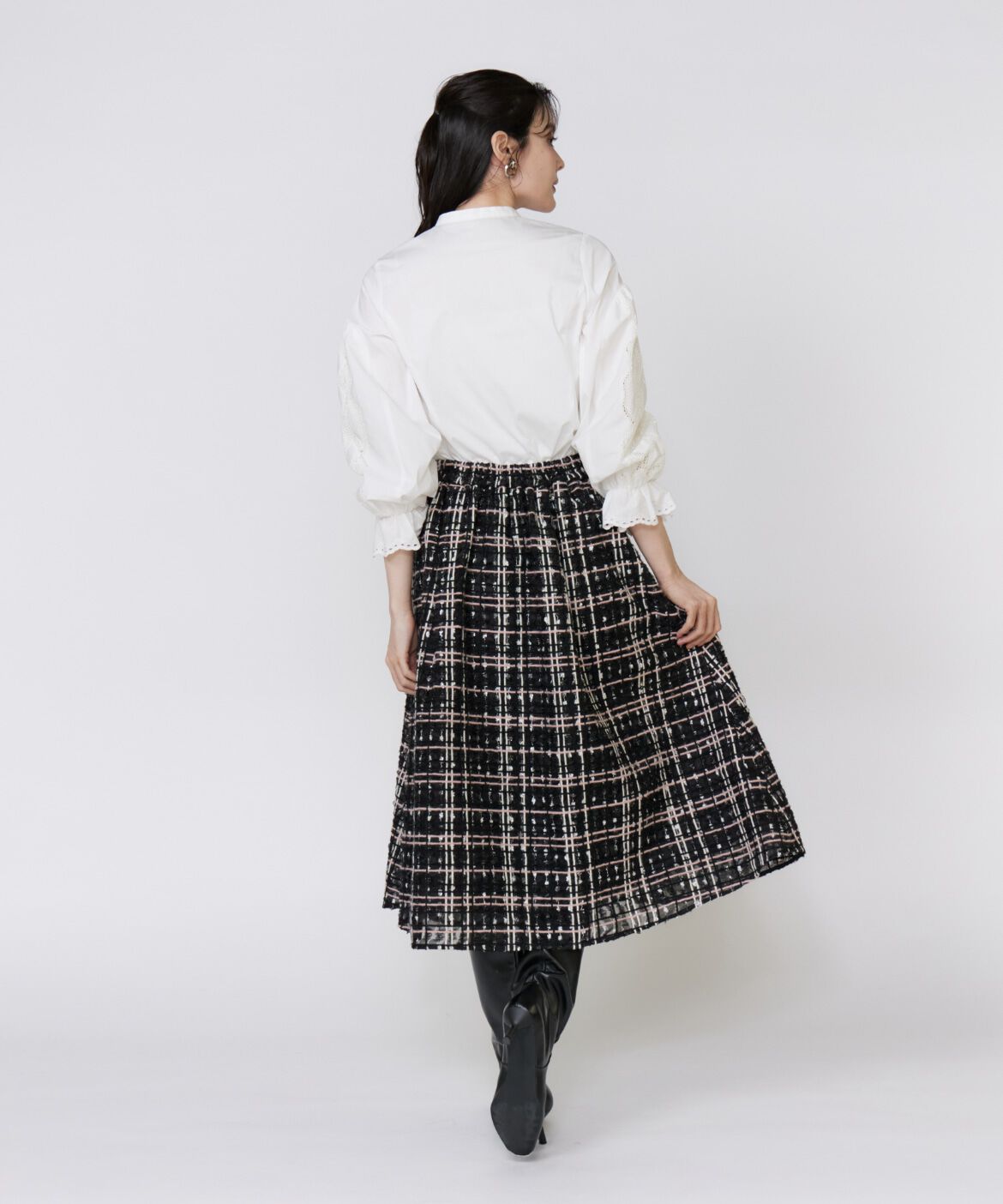 Maglie le cassetto「チュールチェックタックスカート」|フレア|