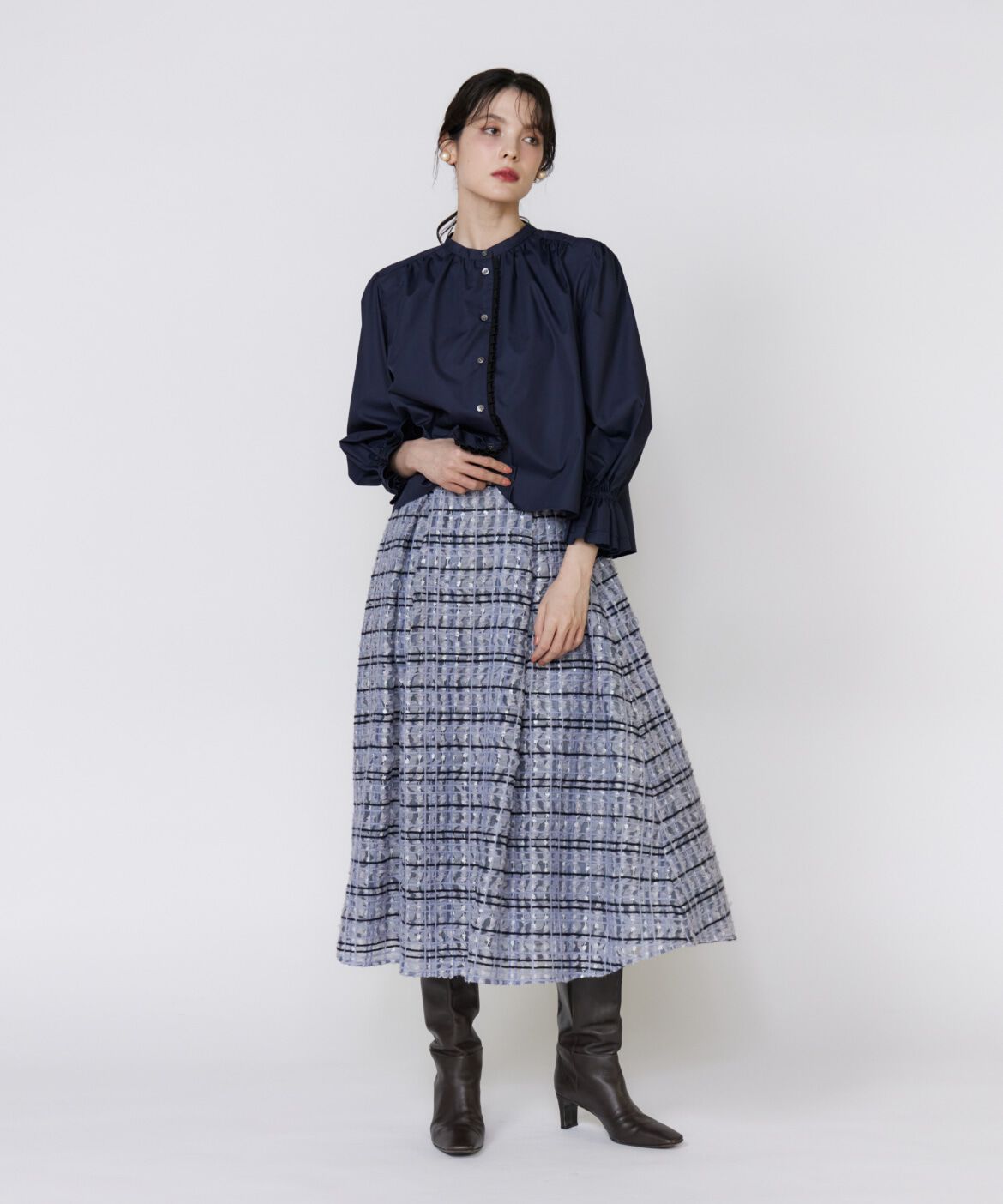 Maglie le cassetto「チュールチェックタックスカート」|フレア|