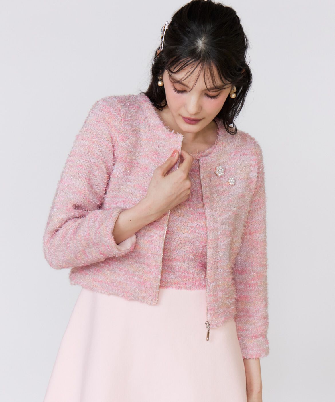 Maglie le cassetto「《ﾌﾗﾝﾄﾞﾙ45周年限定ｺﾚｸｼｮﾝ》ｼｬｷﾞｰﾗﾒﾆｯﾄｼﾞｬｹ  」|カーディガン|