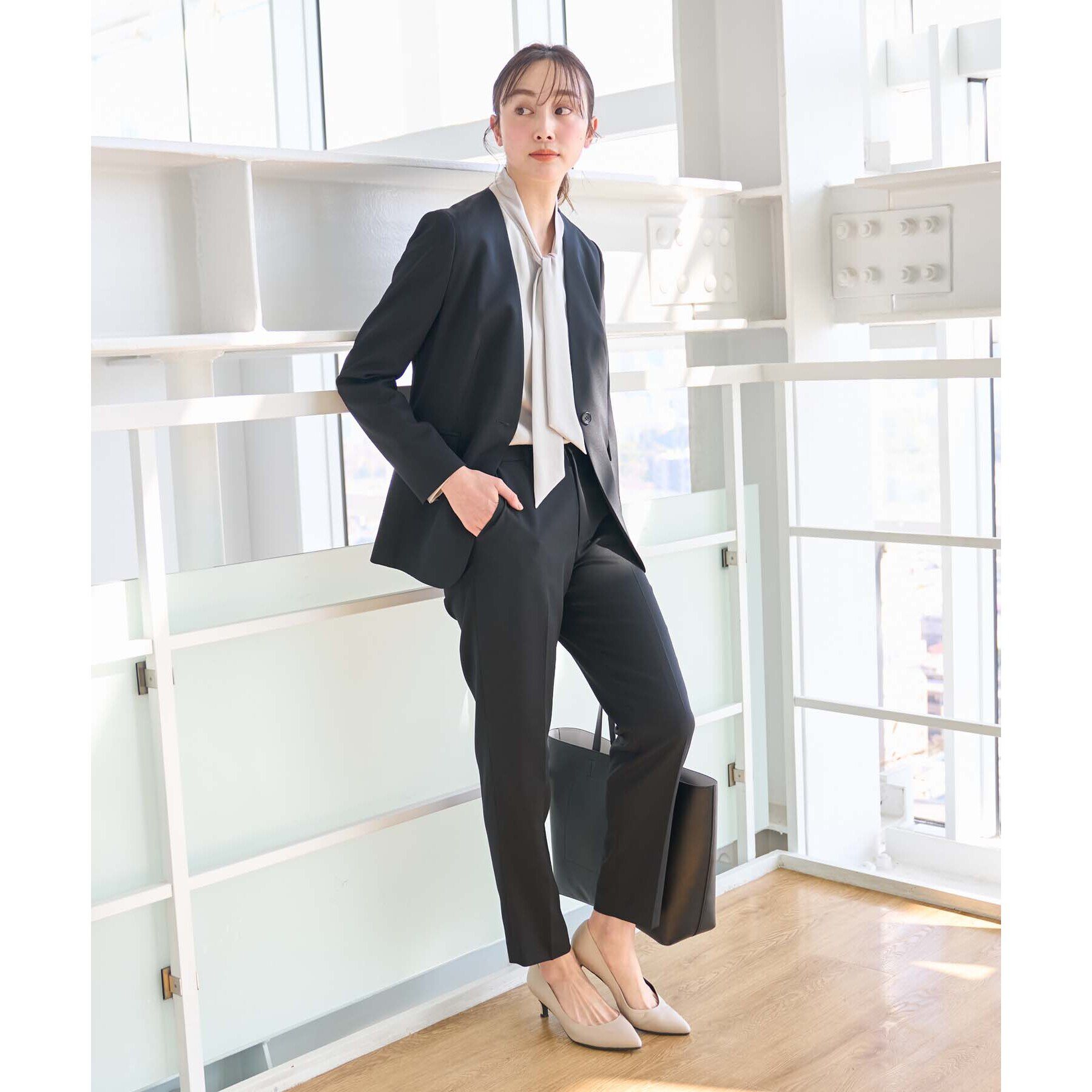 UNTITLED「【軽くて快適！】ウール混 ストレッチノーカラージャケット」|ノーカラージャケット|