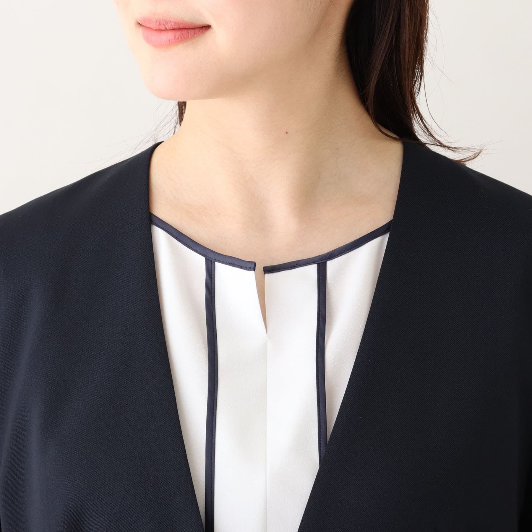 UNTITLED「【軽くて快適！】ウール混 ストレッチノーカラージャケット」|ノーカラージャケット|