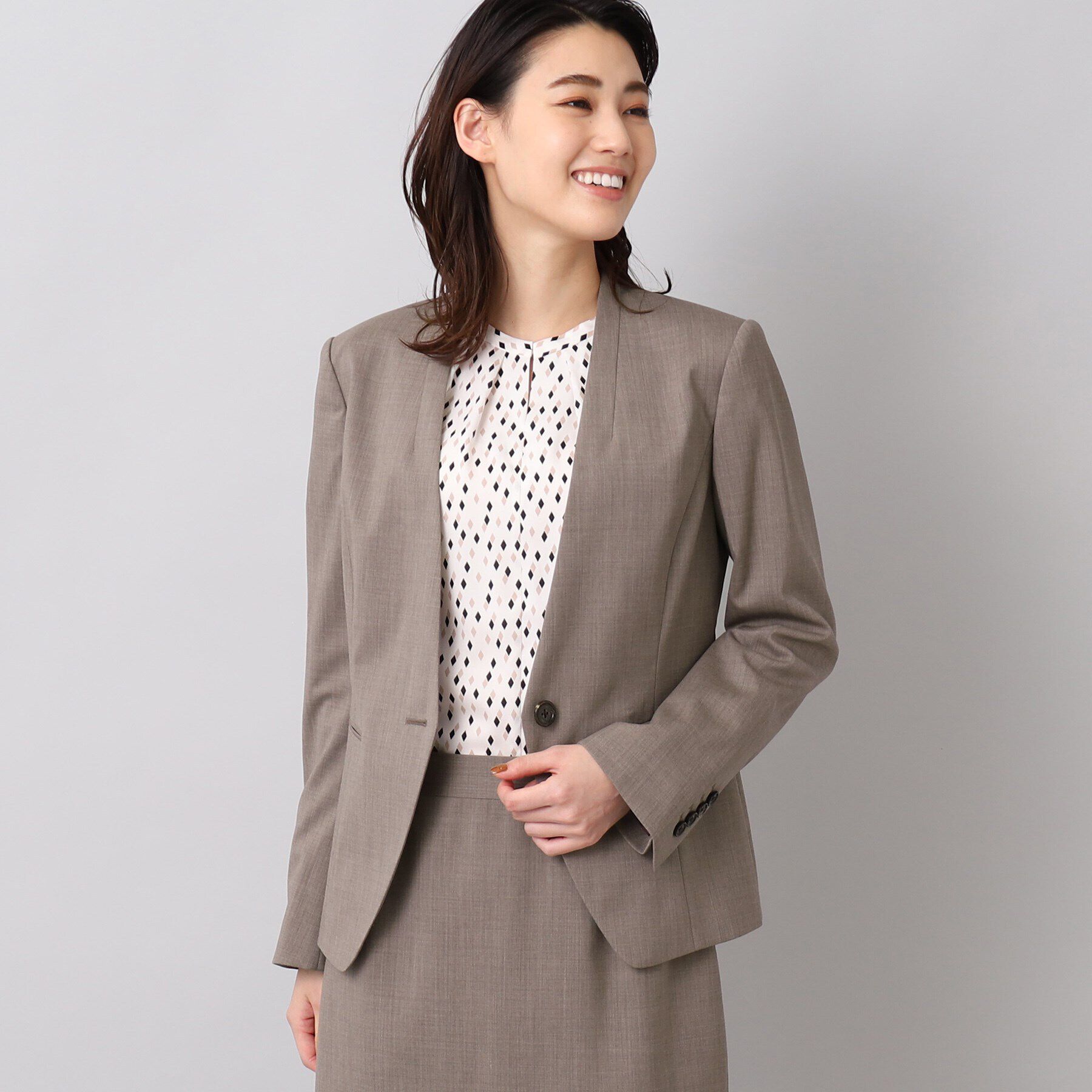 UNTITLED「ファインウーステッド カラーレスジャケット」|ノーカラージャケット|