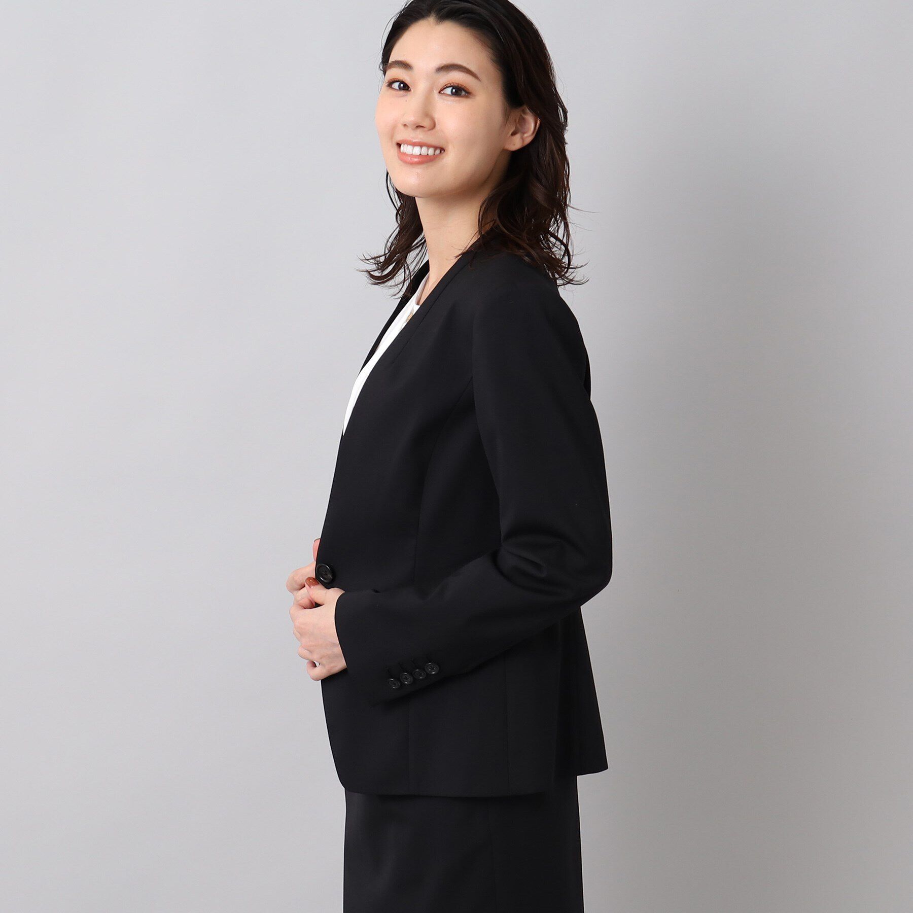 UNTITLED「ファインウーステッド カラーレスジャケット」|ノーカラージャケット|