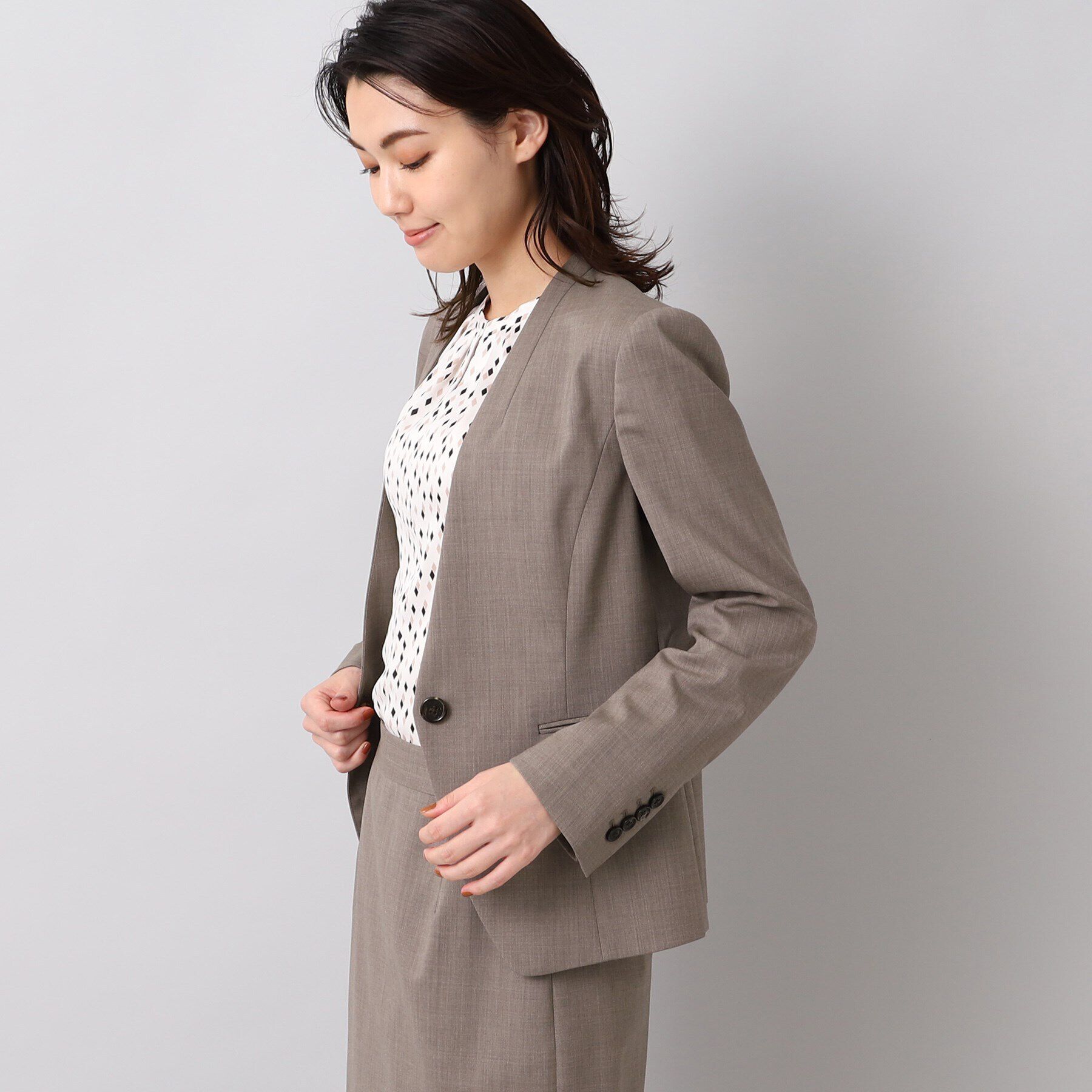 UNTITLED「ファインウーステッド カラーレスジャケット」|ノーカラージャケット|