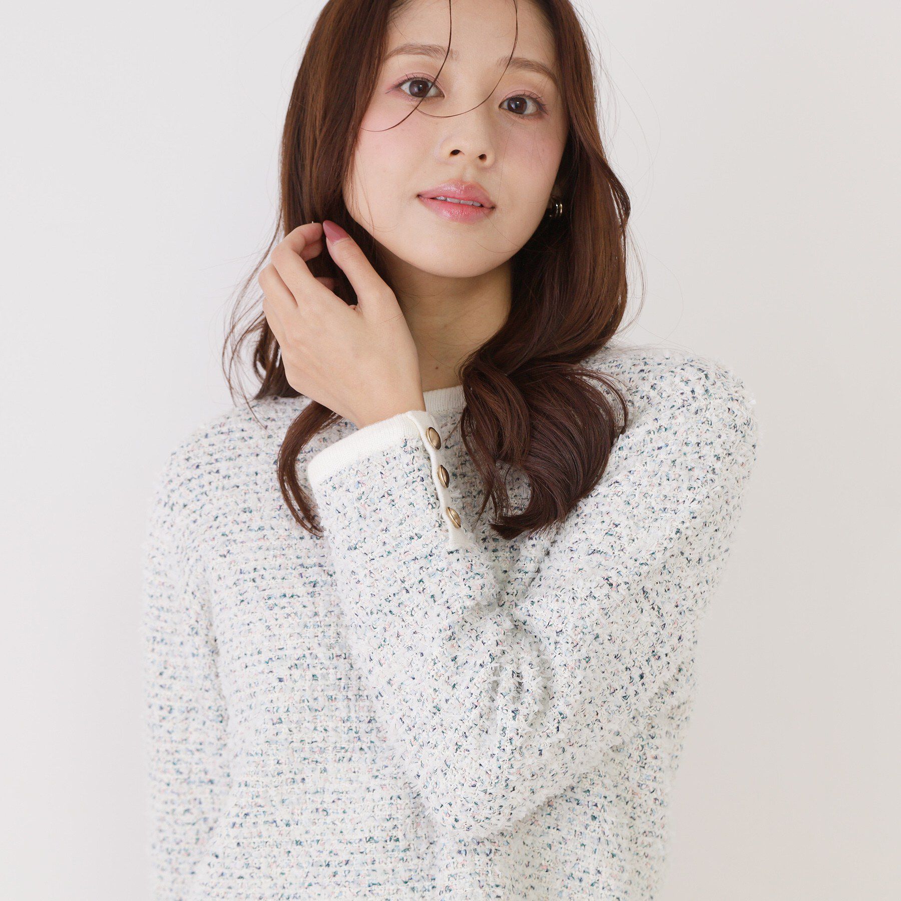 COUP DE CHANCE「【洗える/セットアップ可】ツィード調ニットトップス」|ニット・セーター|