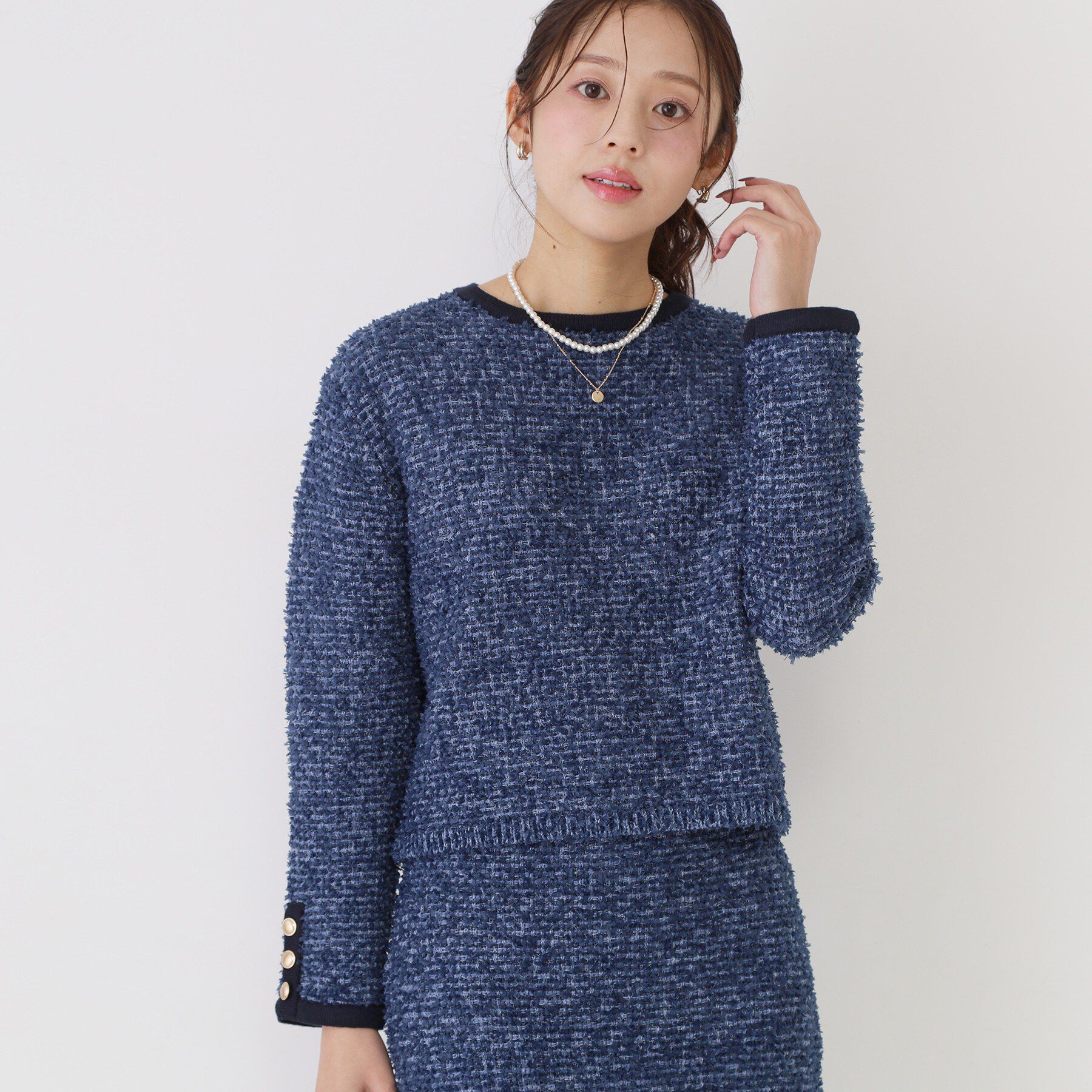 COUP DE CHANCE「【洗える/セットアップ可】ツィード調ニットトップス」|ニット・セーター|