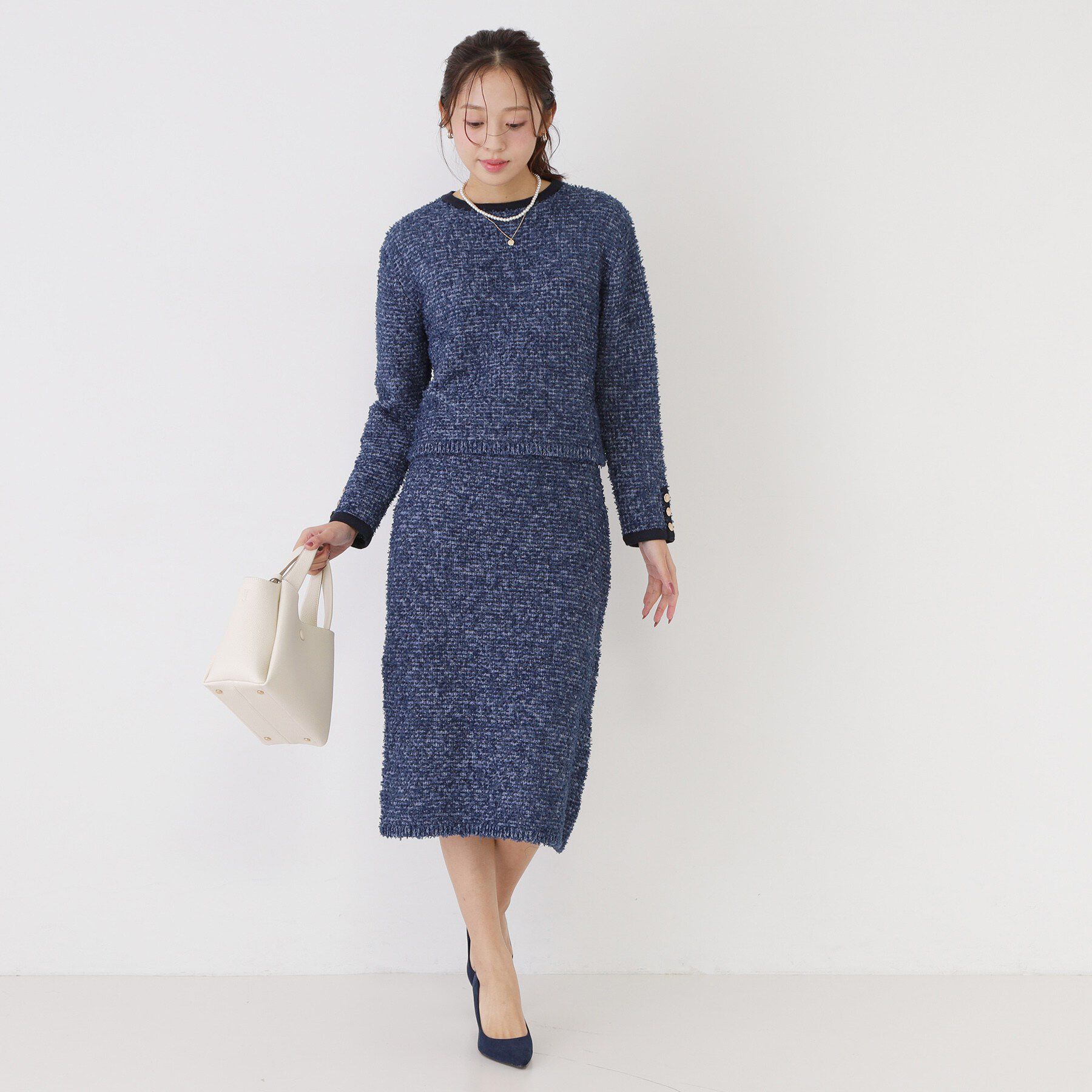 COUP DE CHANCE「【洗える/セットアップ可】ツィード調ニットトップス」|ニット・セーター|