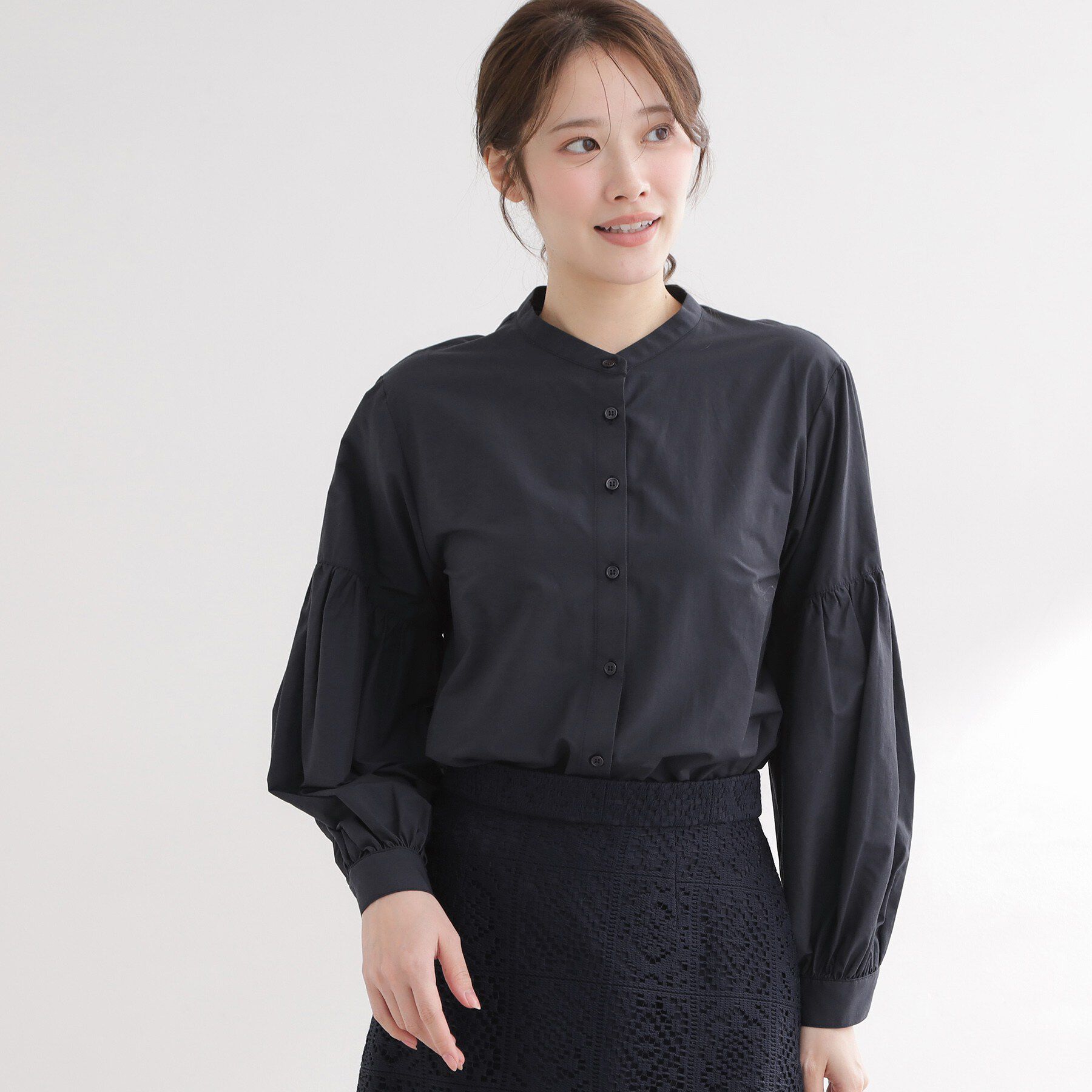 Reflect「【レイヤードにおすすめ◎】バンドカラーボリュームスリーブシャツ」|シャツ・ブラウス|