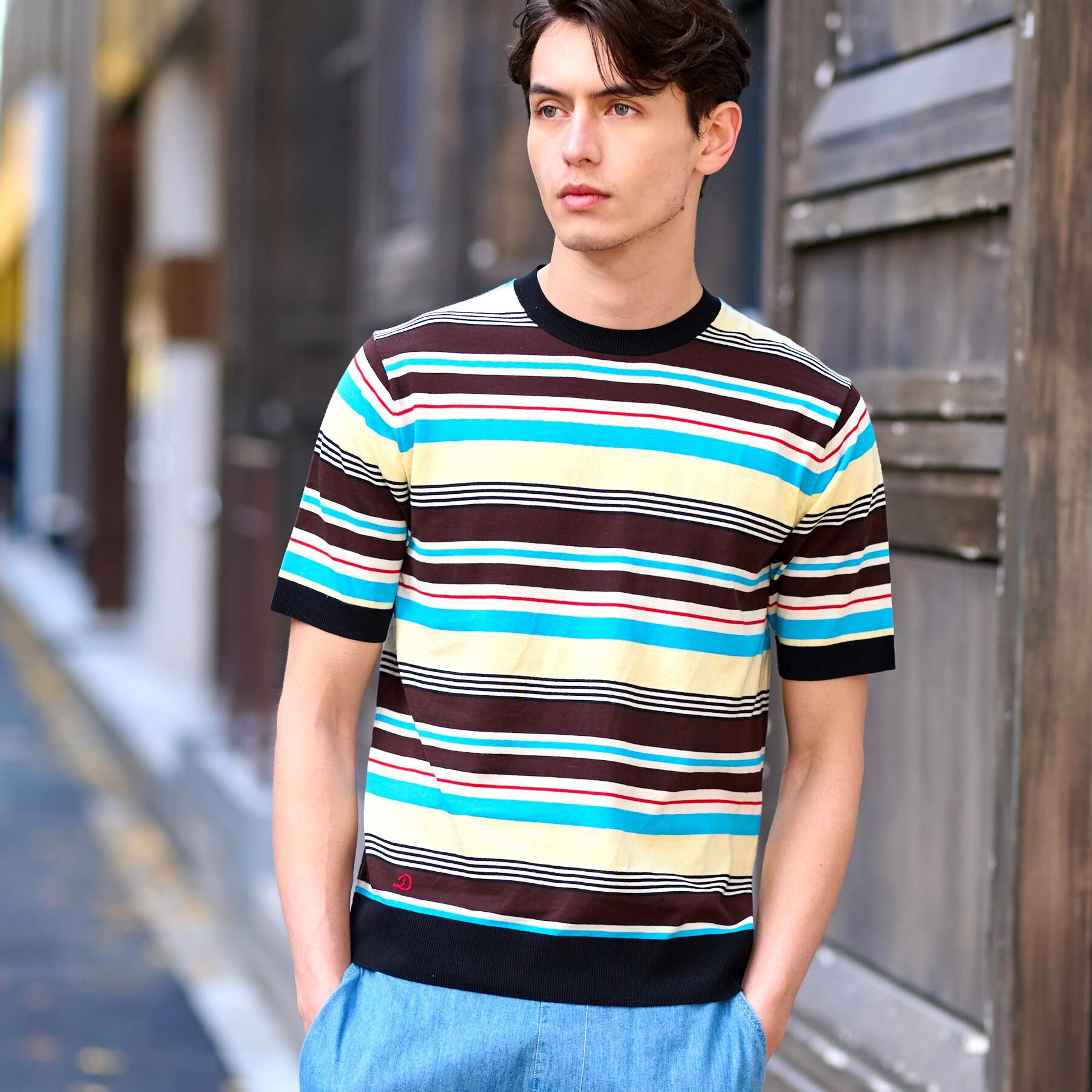 DRESSTERIOR「コットンシルク混 マルチボーダーニット」|ニット・セーター|