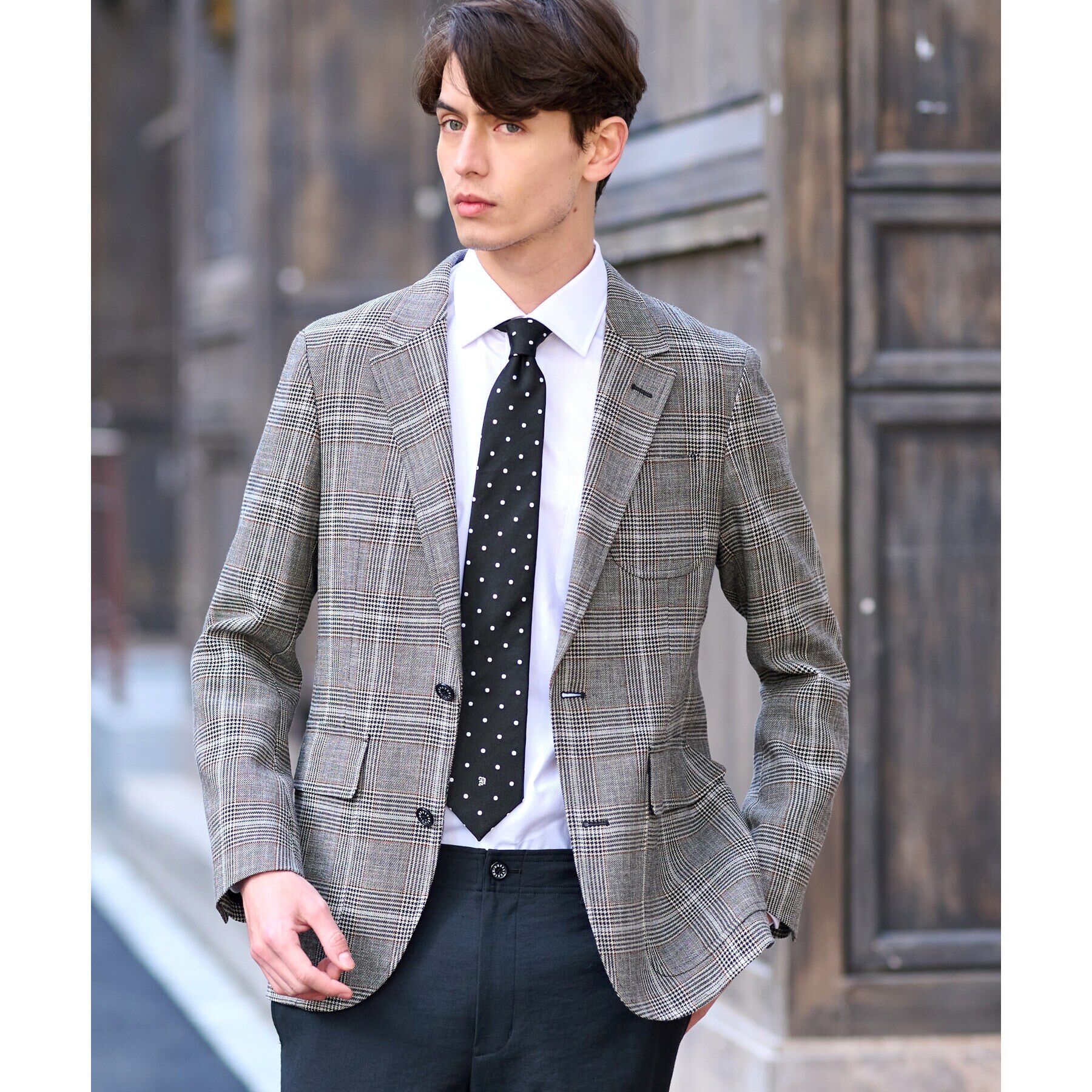 DRESSTERIOR「ウールコットン グレンチェックジャケット」|テーラードジャケット|