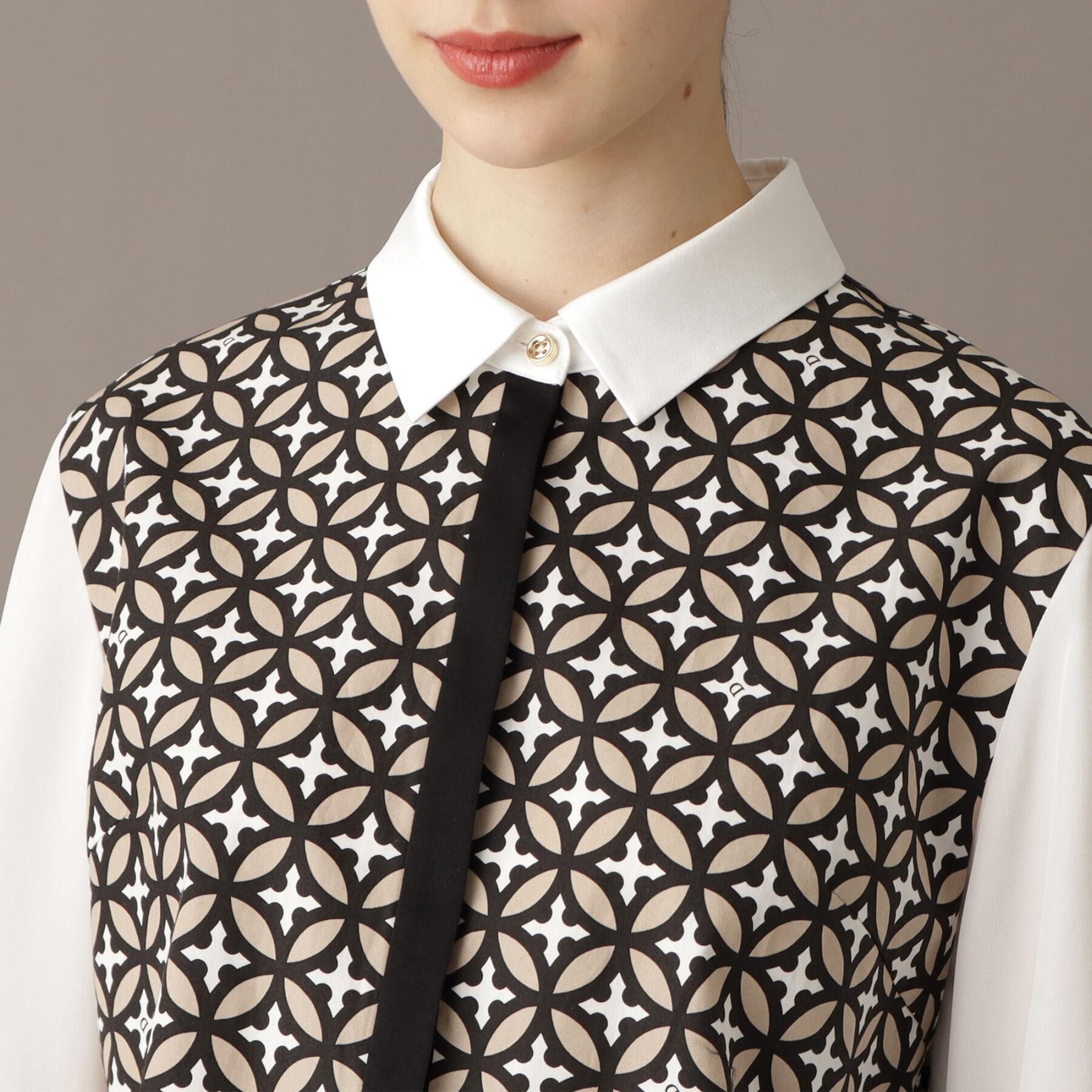 DRESSTERIOR「【美人百花/モデル美香着用】オーバーラップサークルコンビシャツ」|シャツ・ブラウス|