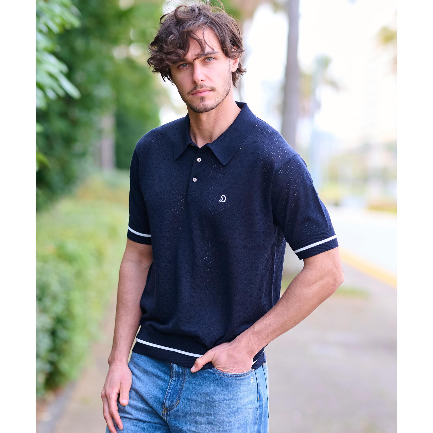 DRESSTERIOR「レースジャカード ニットポロ」|ポロシャツ|