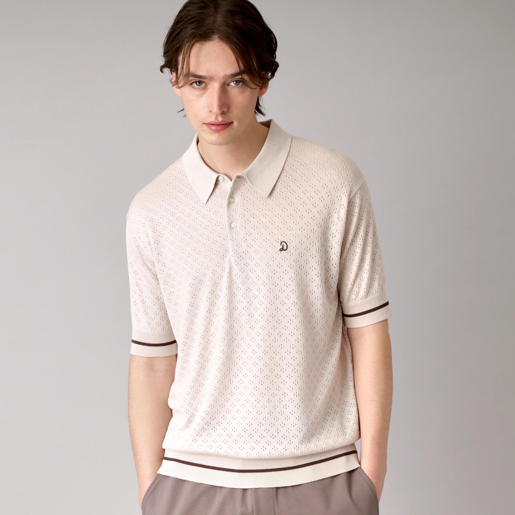 DRESSTERIOR「レースジャカード ニットポロ」|ポロシャツ|ベージュ(052)