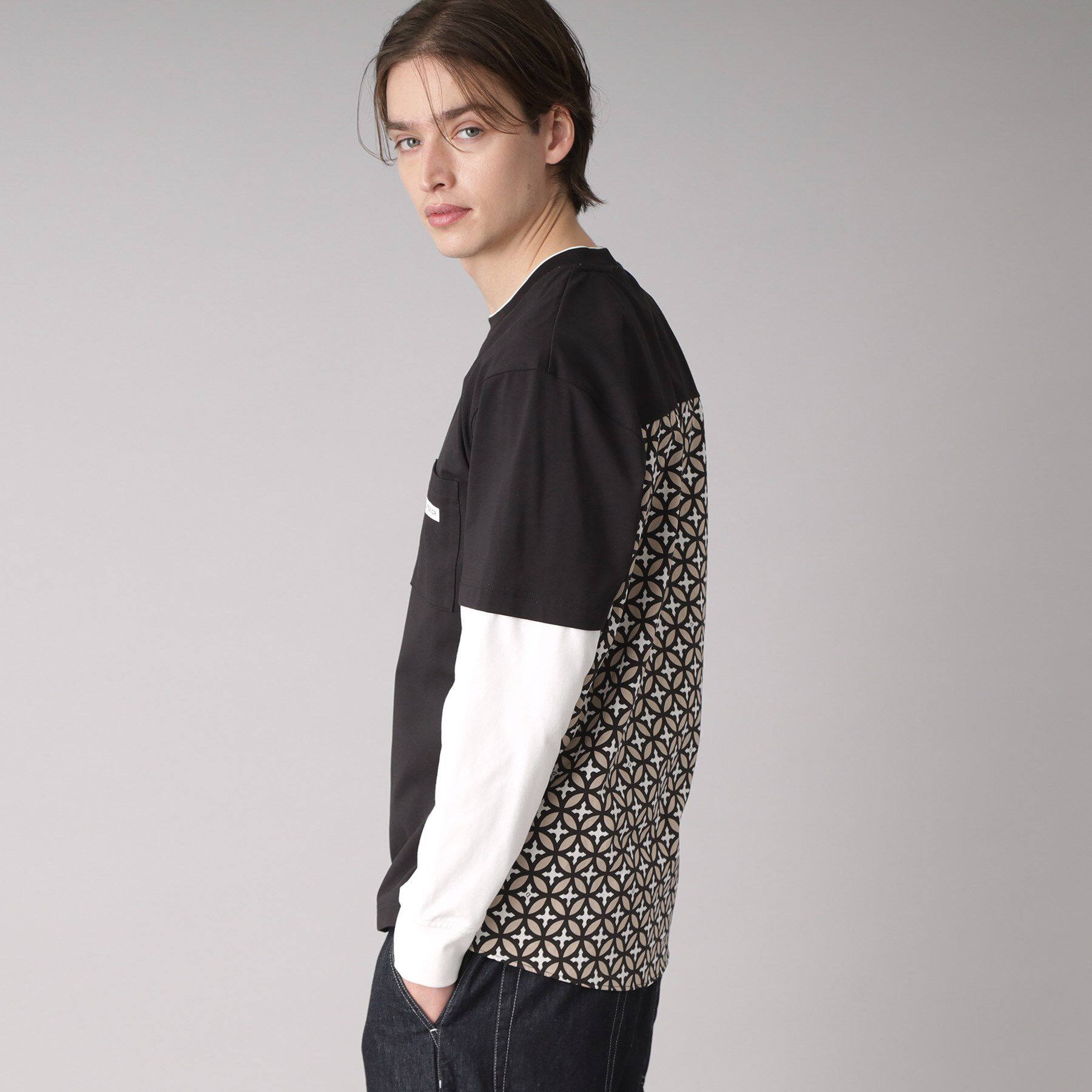 DRESSTERIOR「【接触冷感/UVカット】BACK BREEZE TECH バックオーバーラップサークルレイヤードロン」|Tシャツ・カットソー|