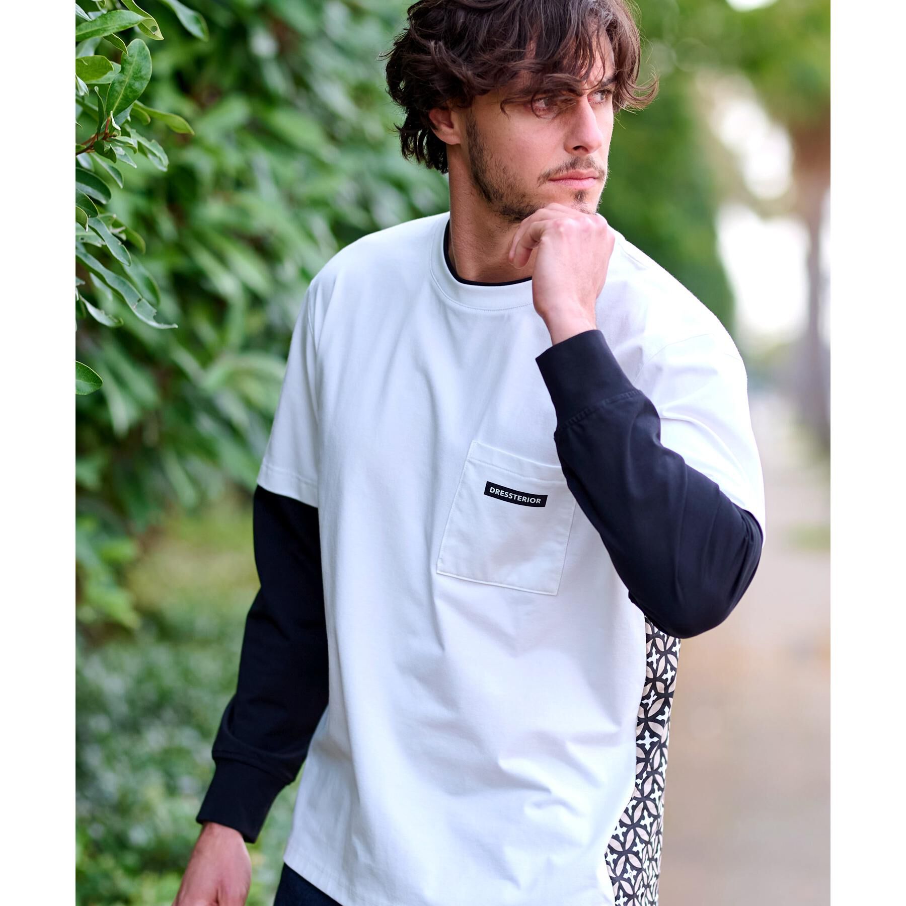 DRESSTERIOR「【接触冷感/UVカット】BACK BREEZE TECH バックオーバーラップサークルレイヤードロン」|Tシャツ・カットソー|