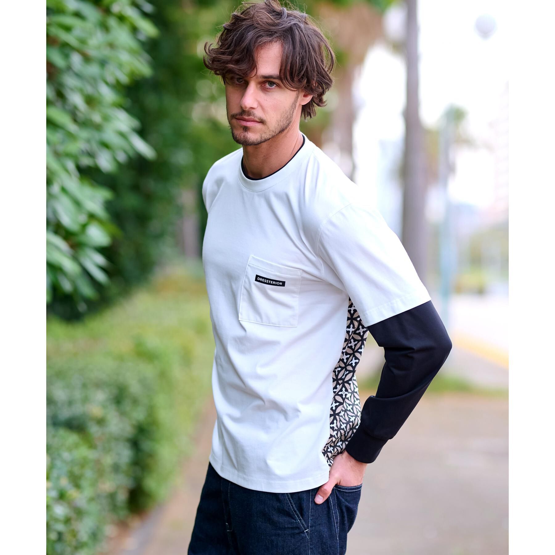 DRESSTERIOR「【接触冷感/UVカット】BACK BREEZE TECH バックオーバーラップサークルレイヤードロン」|Tシャツ・カットソー|