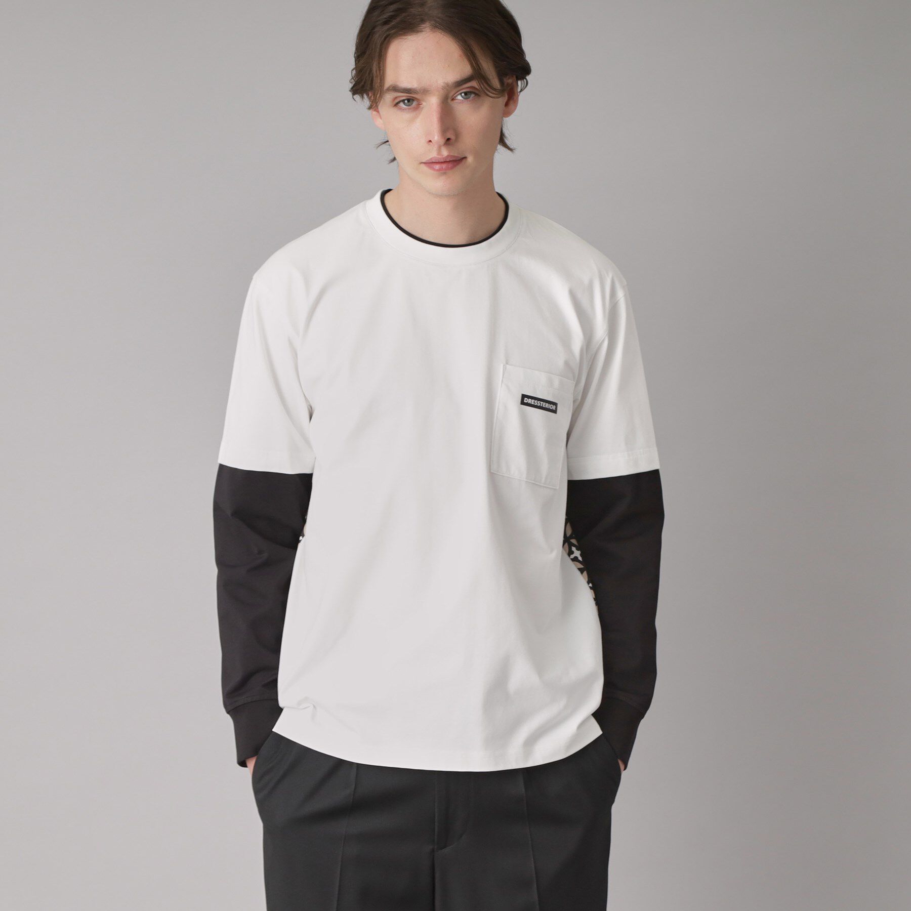 DRESSTERIOR「【接触冷感/UVカット】BACK BREEZE TECH バックオーバーラップサークルレイヤードロン」|Tシャツ・カットソー|