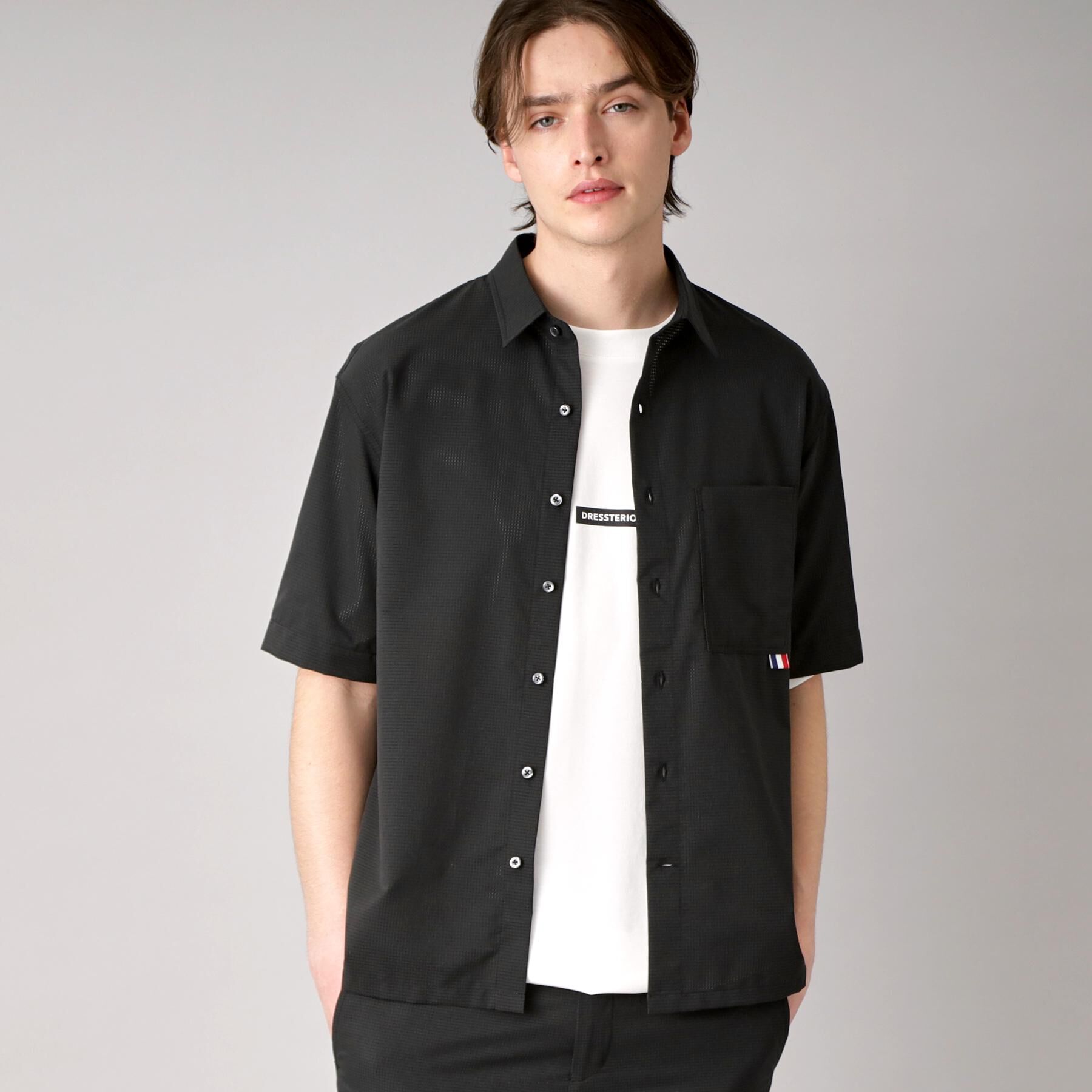 DRESSTERIOR「【セットアップ可/撥水性/UVカット/Safari5月号掲載】COOL DOTS ショートスリーブシ」|シャツ・ブラウス|ブラック(019)
