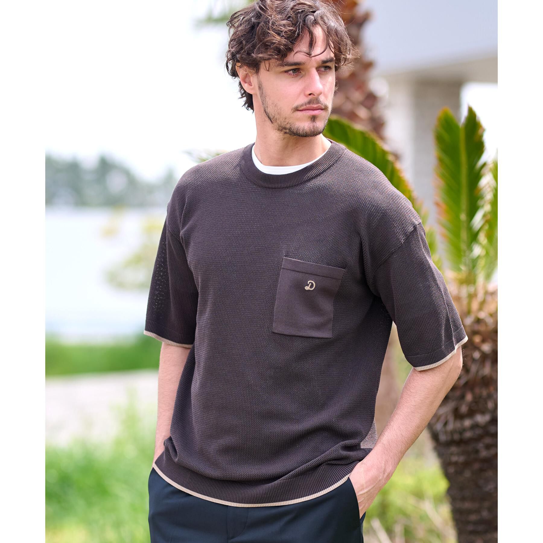 DRESSTERIOR「ドライメッシュニット」|ニット・セーター|ブラウン(044)