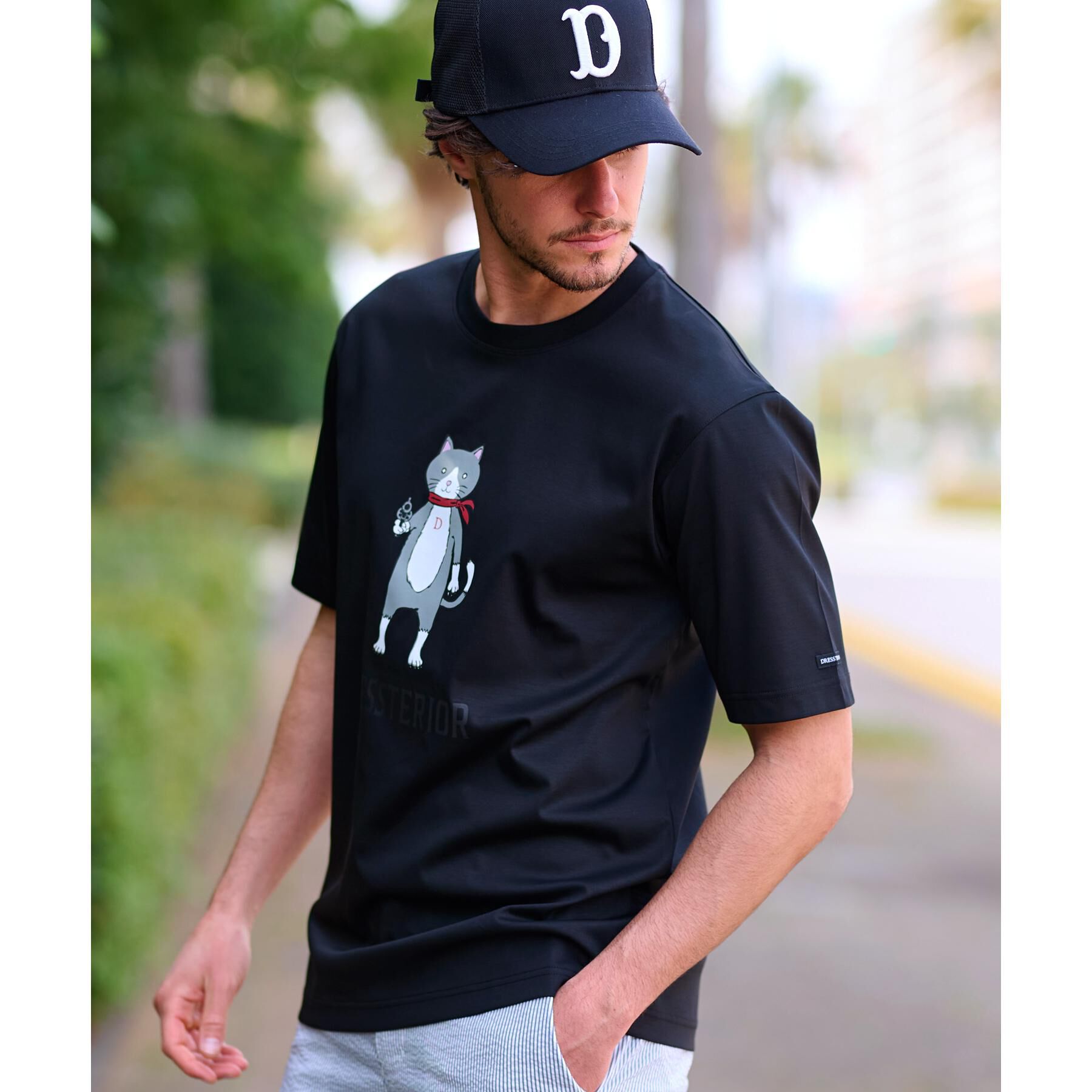 DRESSTERIOR「【接触冷感／抗菌防臭／消臭】ICE CLEAR COTTON キャットTシャツ」|Tシャツ・カットソー|