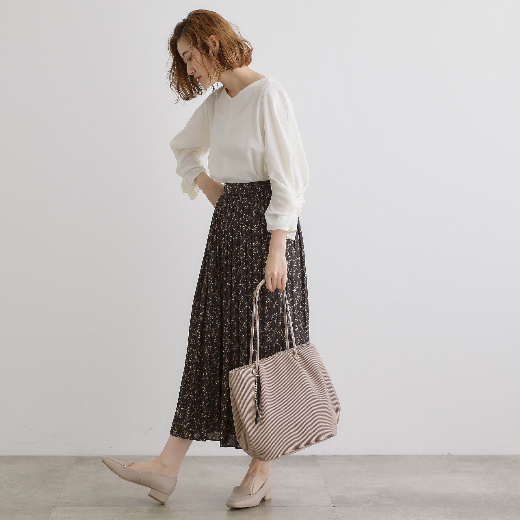 grove「プリーツハトメチャーム付きトート」|トートバッグ|