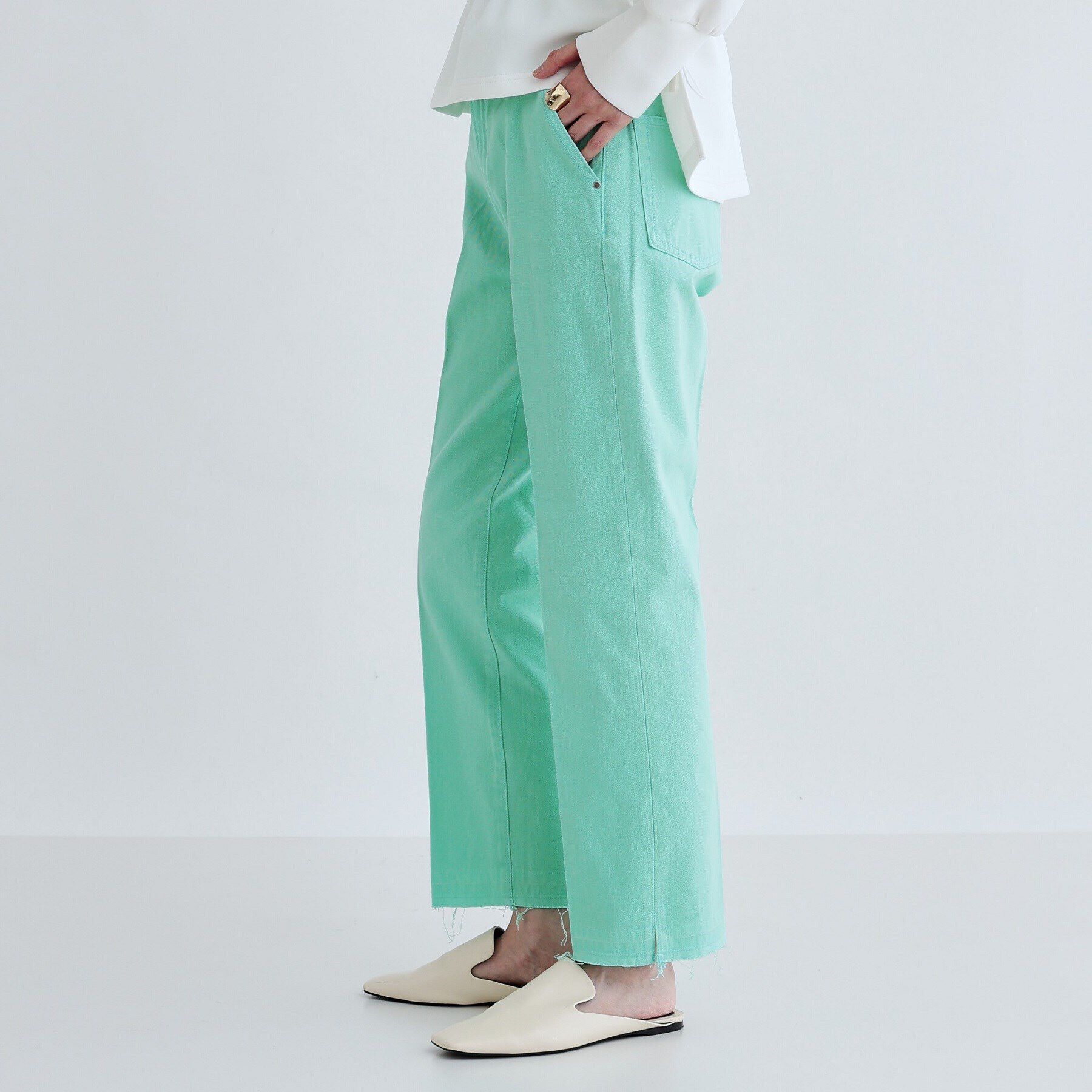 GALLEST「ヴィンテージテーパードデニム」|デニム|ミントグリーン(02