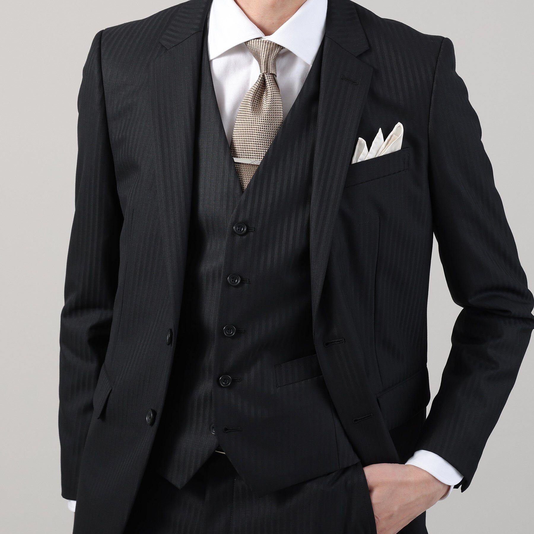 TAKEO KIKUCHI「【Sサイズ～】シャイニーヘリンボンストライプ ベスト」|スーツ|