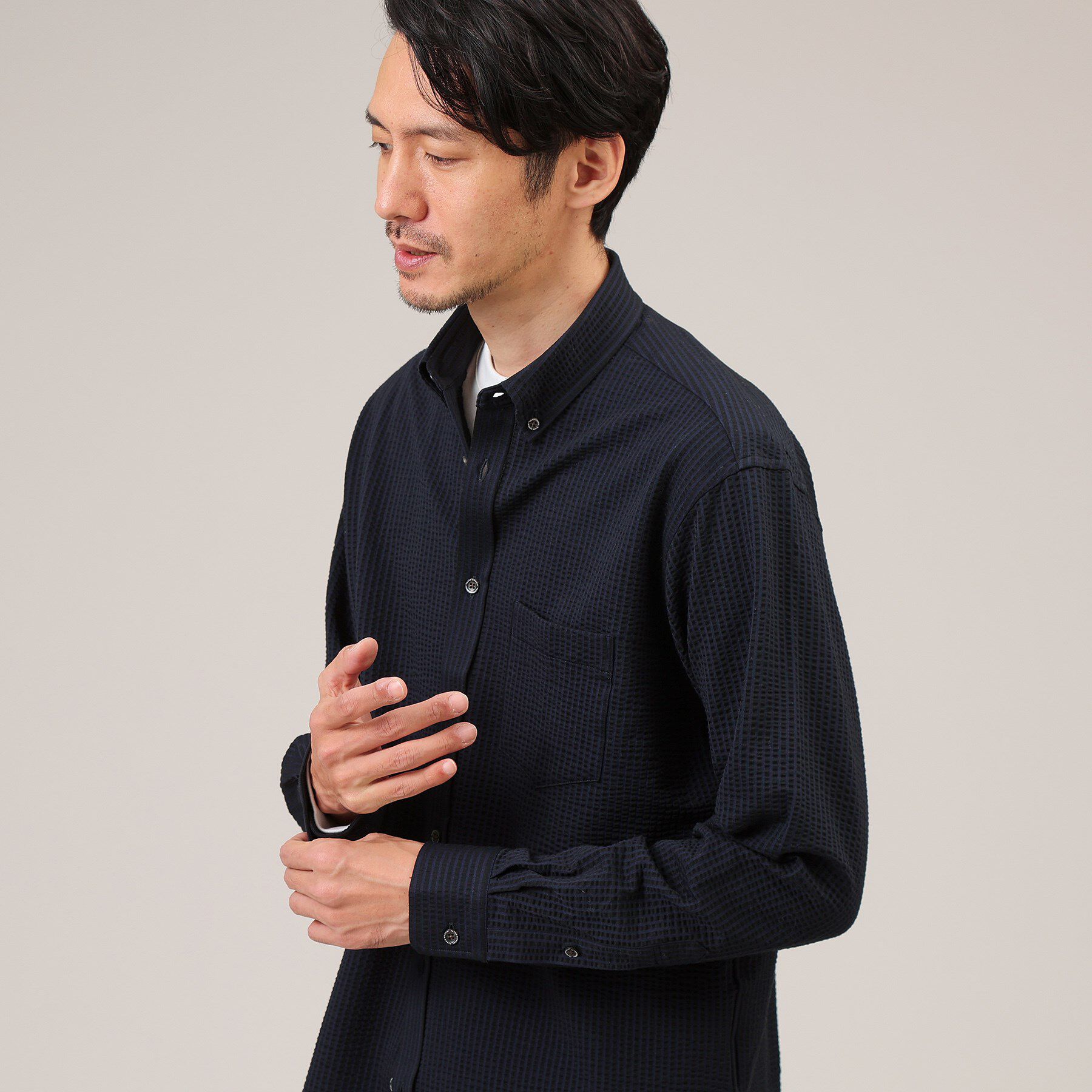 TAKEO KIKUCHI「【抗菌防臭/シーズンレス】シアサッカー ジャージシャツ」|シャツ・ブラウス|