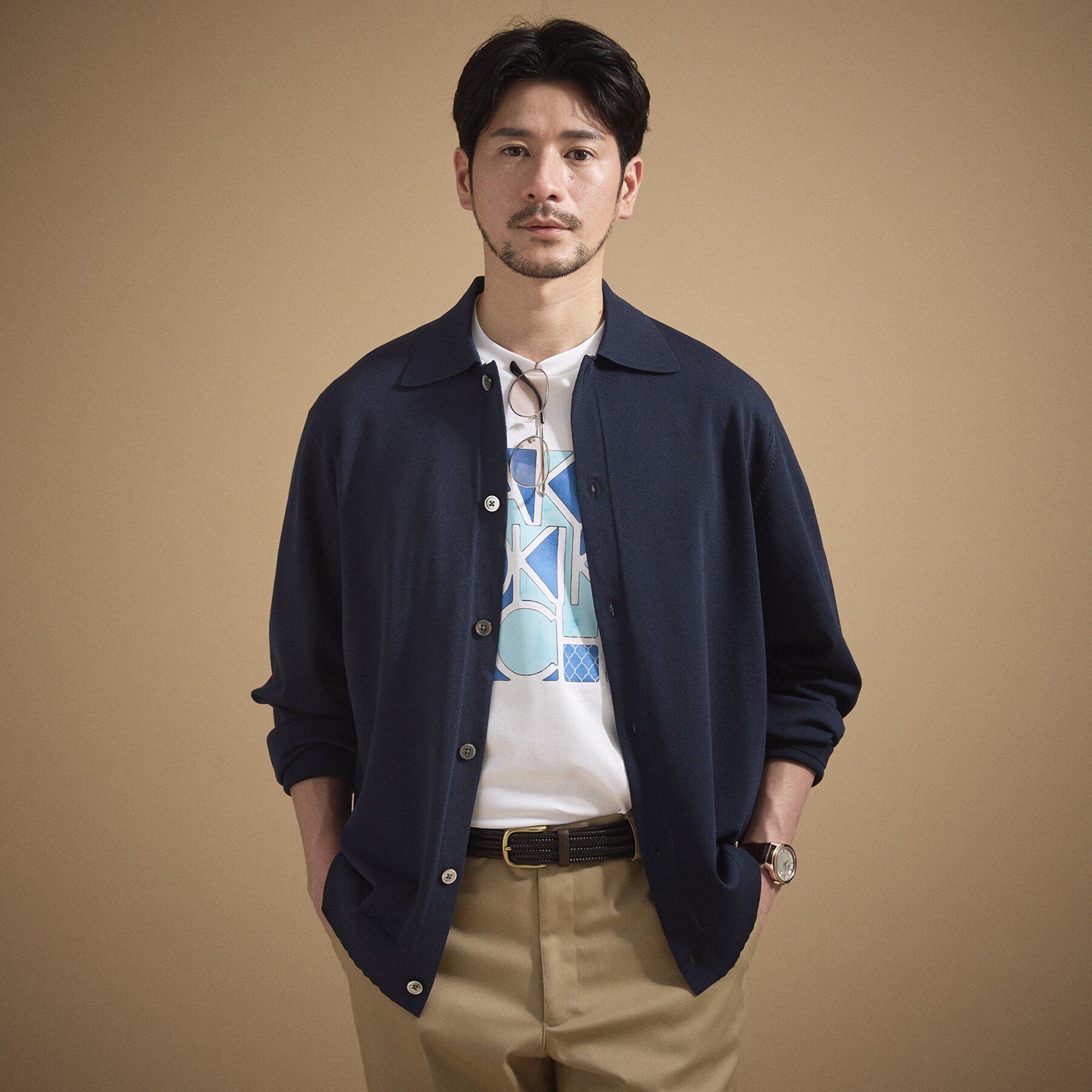 TAKEO KIKUCHI「ポロ ニットシャツ カーディガン」|カーディガン|