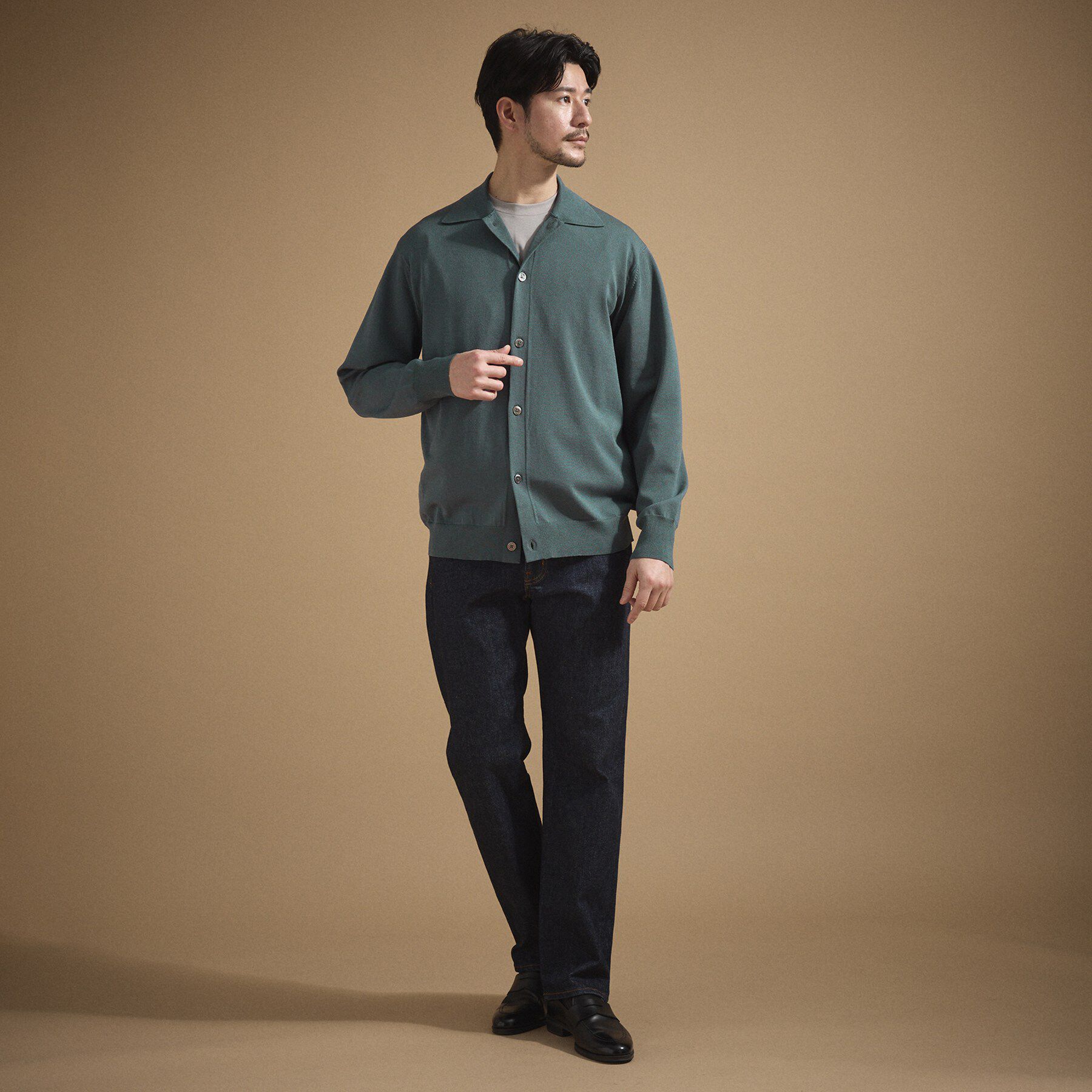 TAKEO KIKUCHI「ポロ ニットシャツ カーディガン」|カーディガン|