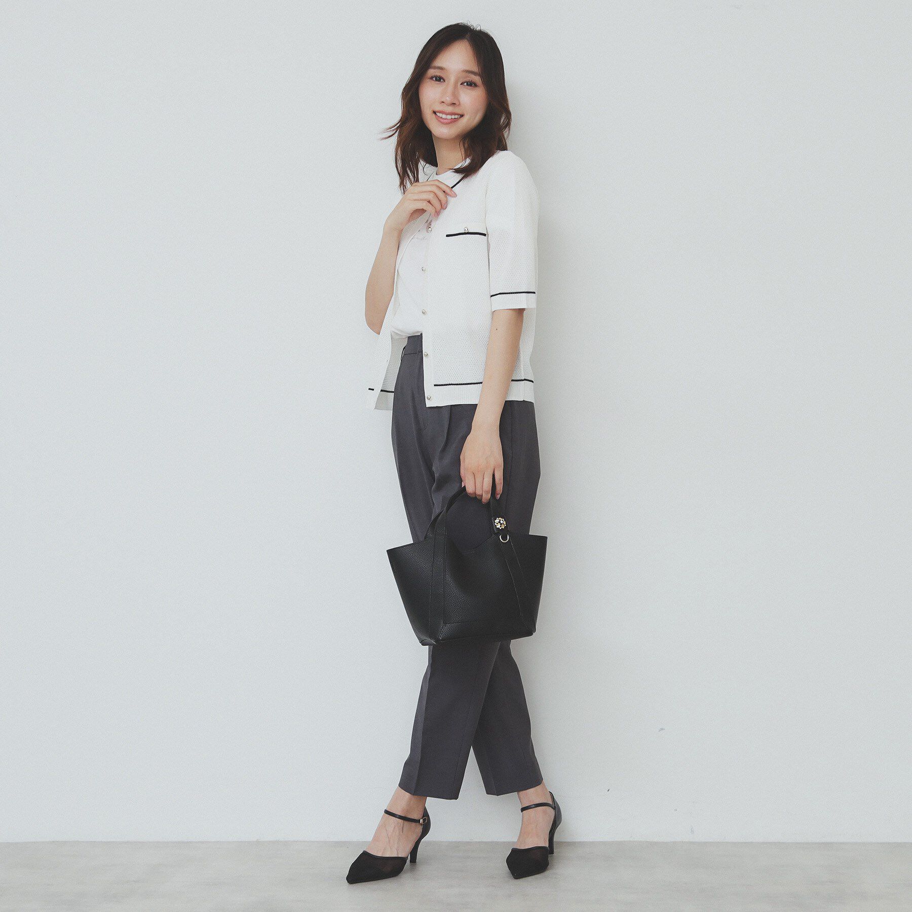 index「バイカラー半袖カーディガン【洗える/抗ピル】」|カーディガン|