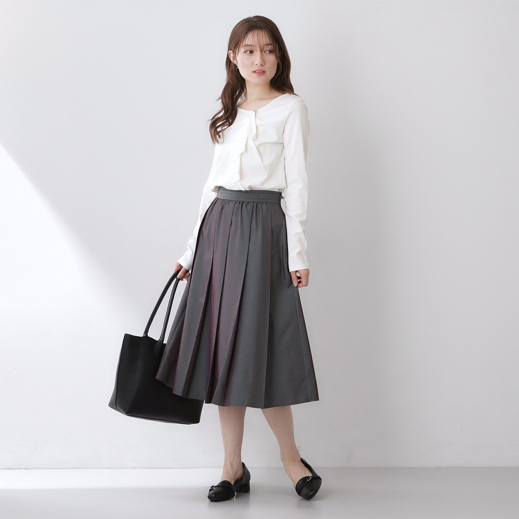 index「ポリシャンブレータックフレアスカート【洗濯機OK】」|スカート|