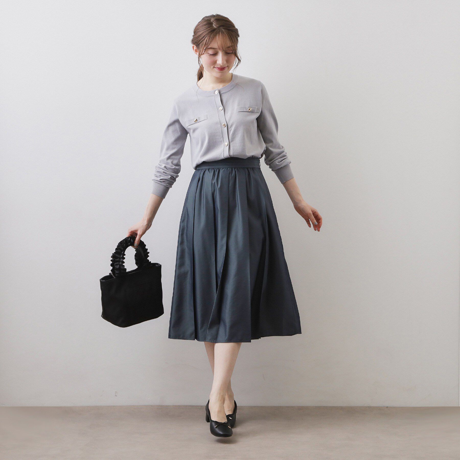 index「ポリシャンブレータックフレアスカート【洗濯機OK】」|スカート|