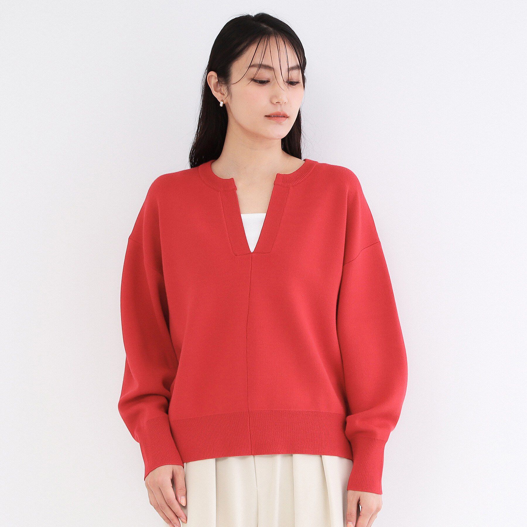 OPAQUE.CLIP「キーネックデザインニット【洗濯機OK】」|ニット・セーター|