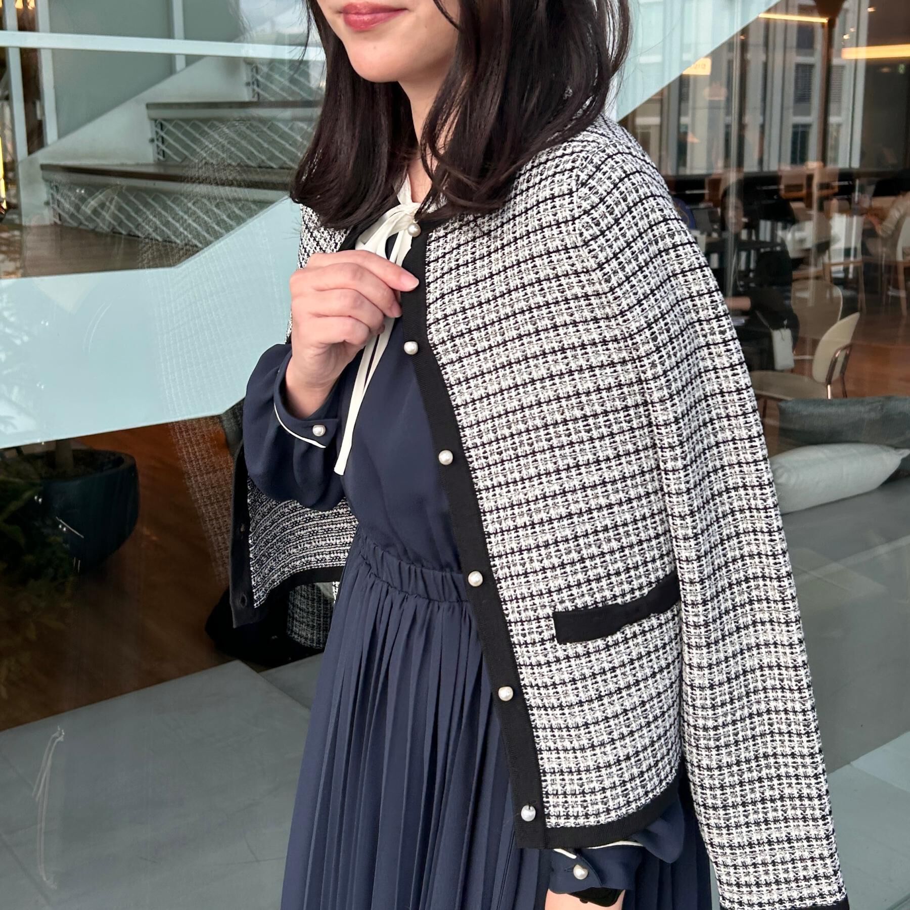 Couture broach「【ハレの日・通勤】ラメツイード ニットカーディガン」|カーディガン|