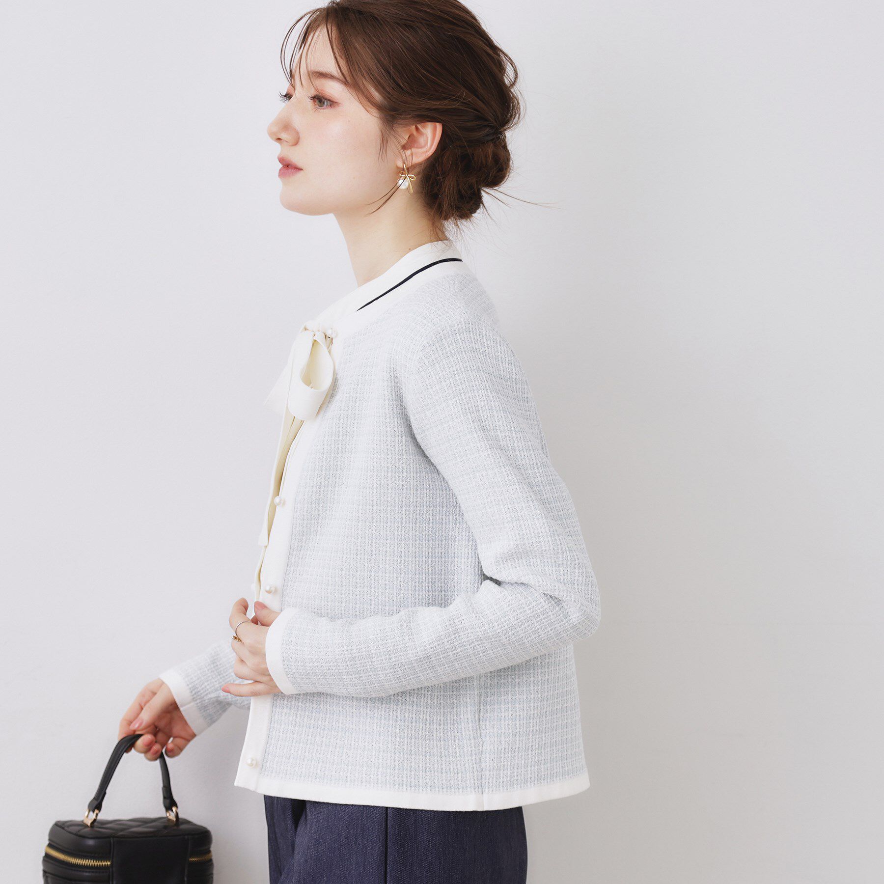 Couture broach「【ハレの日・通勤】ラメツイード ニットカーディガン」|カーディガン|